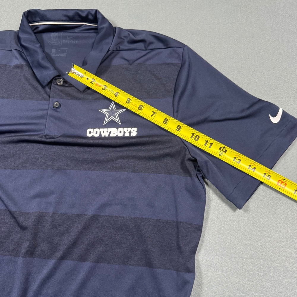 Nike Dallas Cowboys Polo Shirt Mens Large Navy Blue Striped NFL Dri-FIT Onfield - Picture 7 of 12